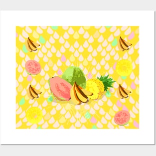 GUAVA BANANA PINEAPPLE PATTERN Posters and Art